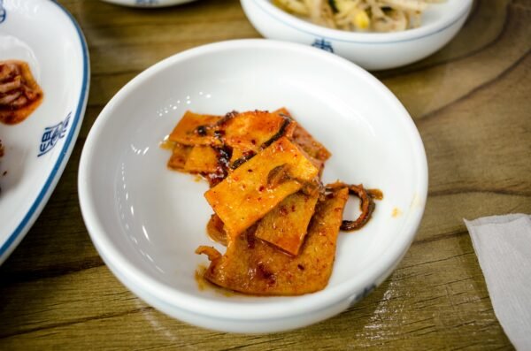 Appetizing Korean fish cakes served as a delectable side dish in traditional cuisine.